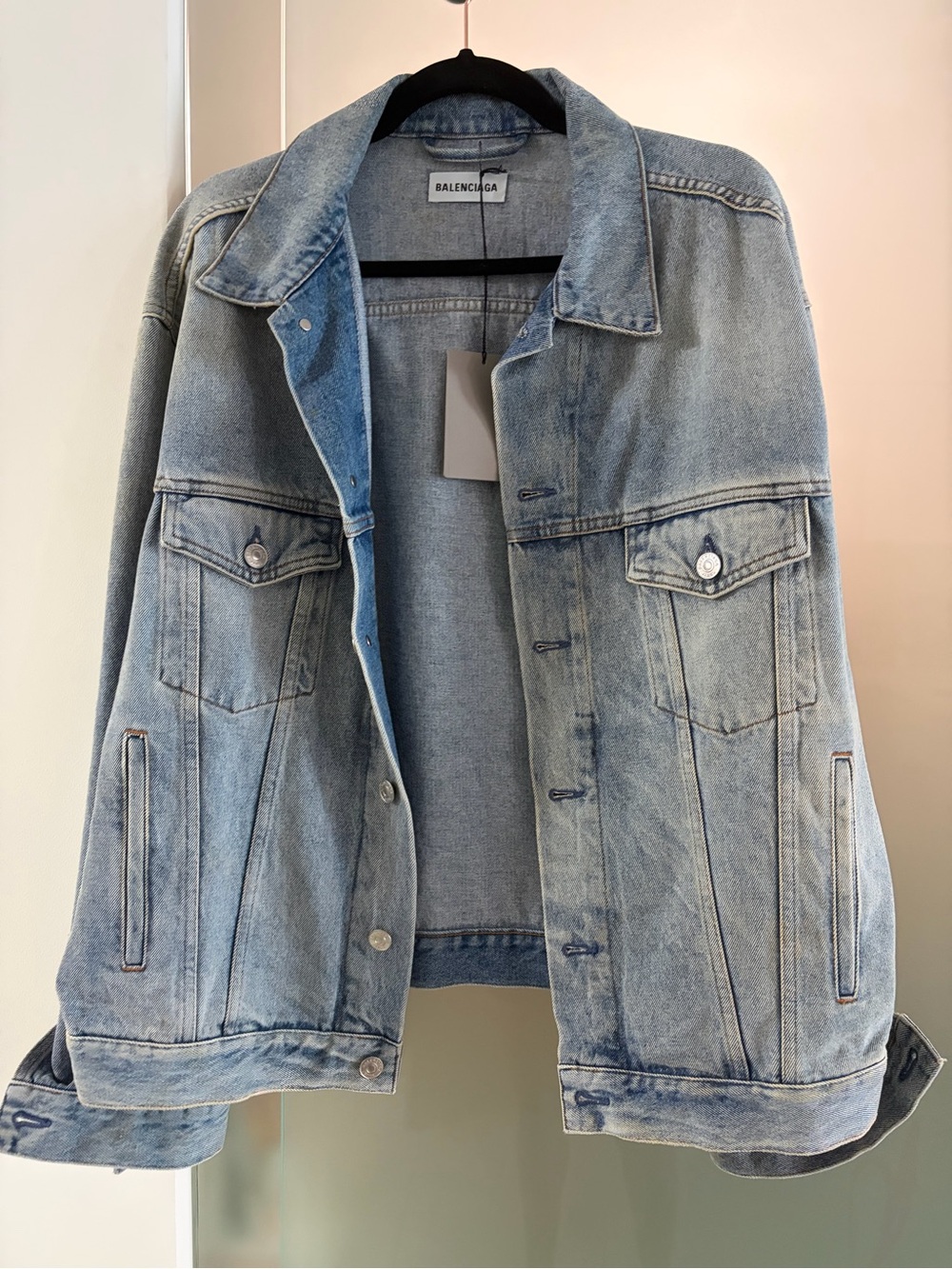 Balenciaga Washed Light Blue Denim Trucker Jacket